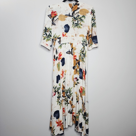 Floral Print Vneck Button Up Midi Dress - Picture 2 of 12
